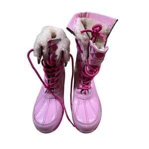 UGG Girls Snow Boots Pink Waterproof Thinsulate Winter Lace Up Size 4
